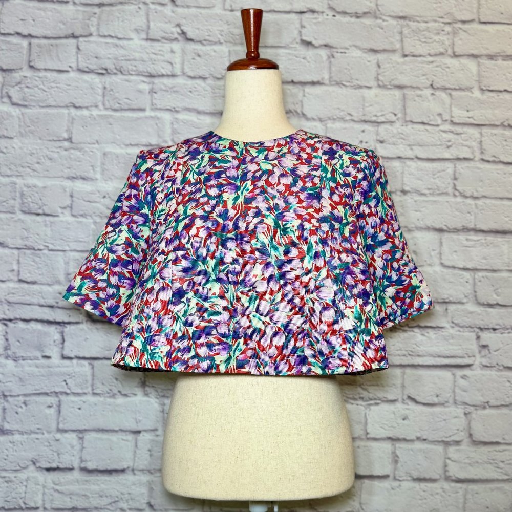 Suno Floral Flared Cropped Top